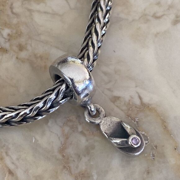 Trollbeads Sterling Silver Bracelet with Lock of Wisdom & Pandora Charm - Picture 2 of 8